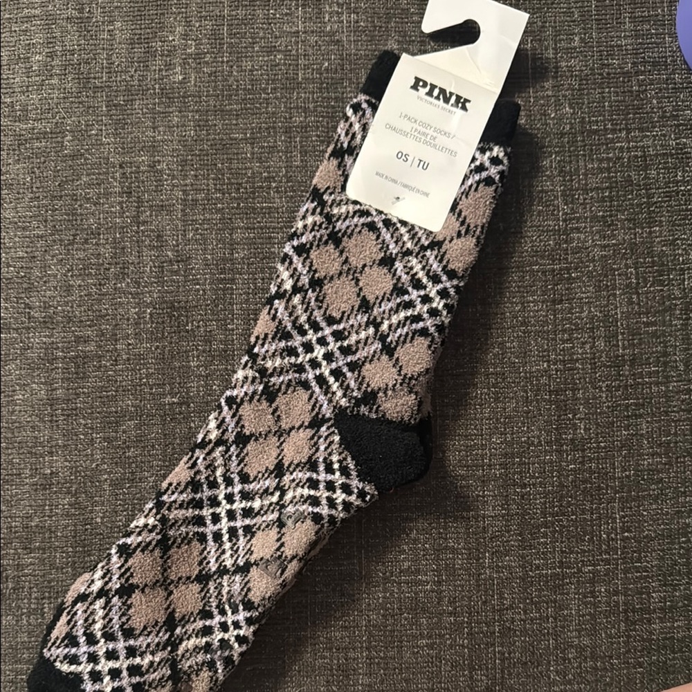 PINK Victoria's Secret Cozy Patterned Socks with gripper bottoms